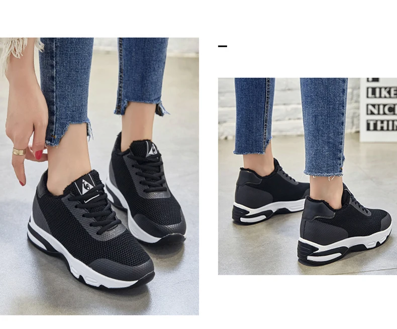 Women Winter Fashion Sneakers Height Increased Casual Shoes Lace Up Wedges Sneaker Shoes Woman Platform Sneakers Tenis XZ96 (4)