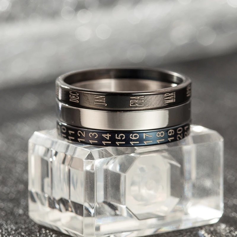 New Rotatable 3 Part Roman Numerals Ring Men Jewelry Stainless Steel Cool Punk Spinner Male Bijoux Band with Date Time Calendar
New Rotatable 3 Part Roman Numerals Ring Men Jewelry Stainless Steel Cool Punk Spinner Male Bijoux Band with Date Time Calendar