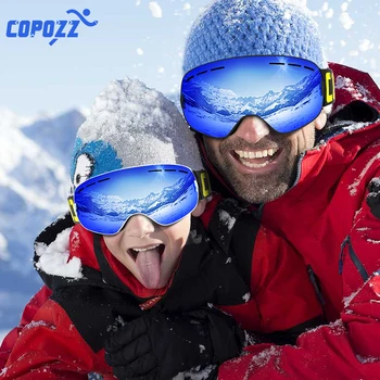 

COPOZZ Parent Child Ski Goggles 2 Pack Set Snowboard Anti fog Skiing Glasses UV400 for Famliy Men Women Kids Sport Snow Eyewear