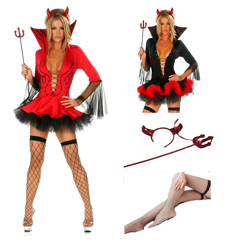 COLDKER Ladies Halloween Devil Fancy Dress Costume Horn Woman Sexy Devil Costume Outfit with socks
COLDKER Ladies Halloween Devil Fancy Dress Costume Horn Woman Sexy Devil Costume Outfit with socks