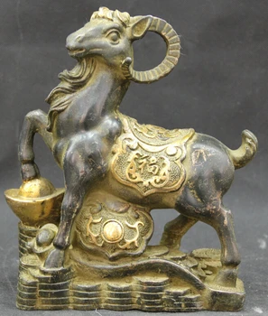 song voge gem S1987 9" Chinese Folk Bronze Gilt Zodiac Year Sheep Goat Money Fu Ru Yi Yuanbao Statue
song voge gem S1987 9" Chinese Folk Bronze Gilt Zodiac Year Sheep Goat Money Fu Ru Yi Yuanbao Statue