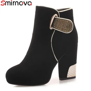 Smirnova 2018 new arrival suede leather boots round toe thick high heels ankel boots with crystal black women boots wholesale
Smirnova 2018 new arrival suede leather boots round toe thick high heels ankel boots with crystal black women boots wholesale