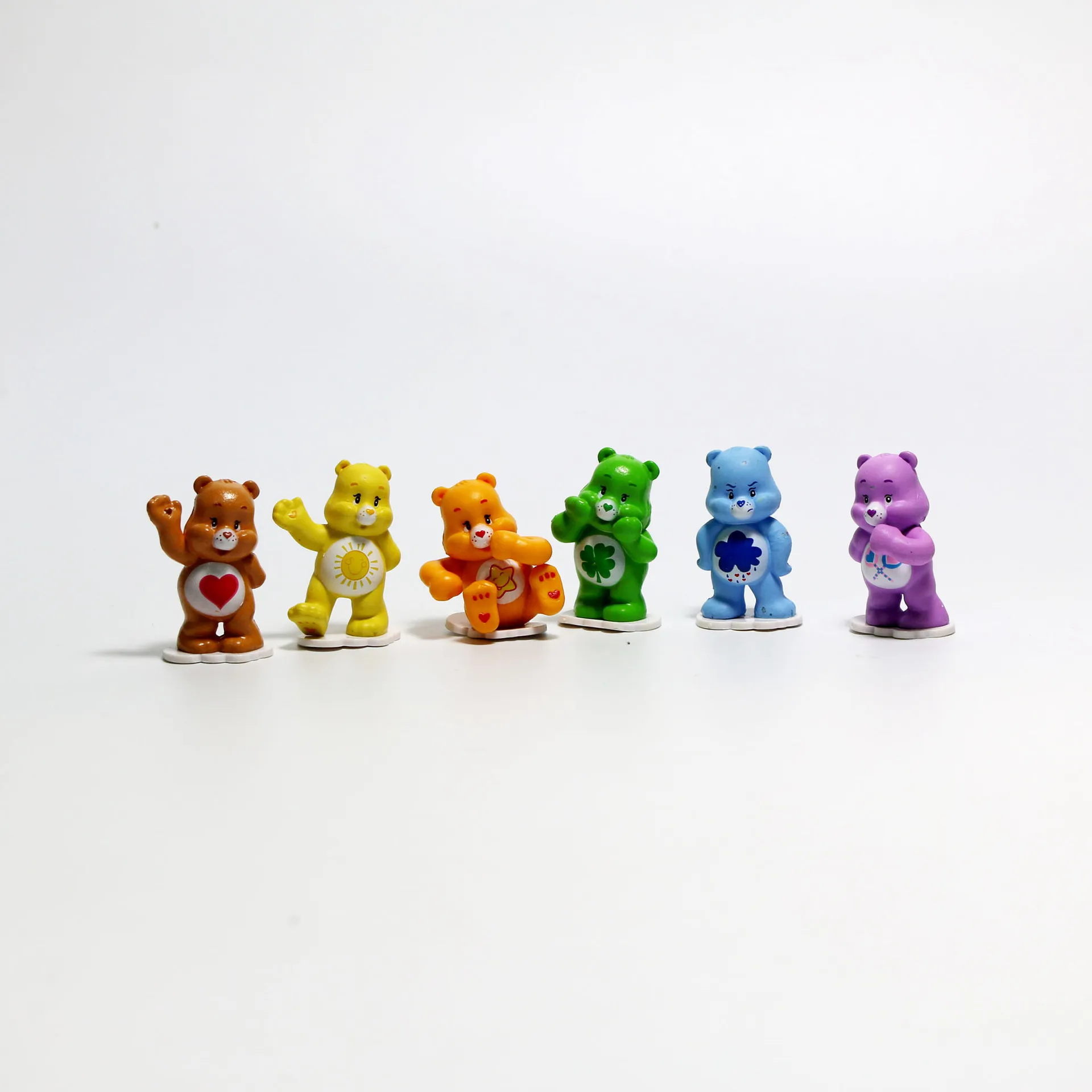 

6Pcs/set 3.5-4.5cm DSN Anime Care 3D poohs Bears PVC Action Figure teddy bear model toys Very funny dolls s7