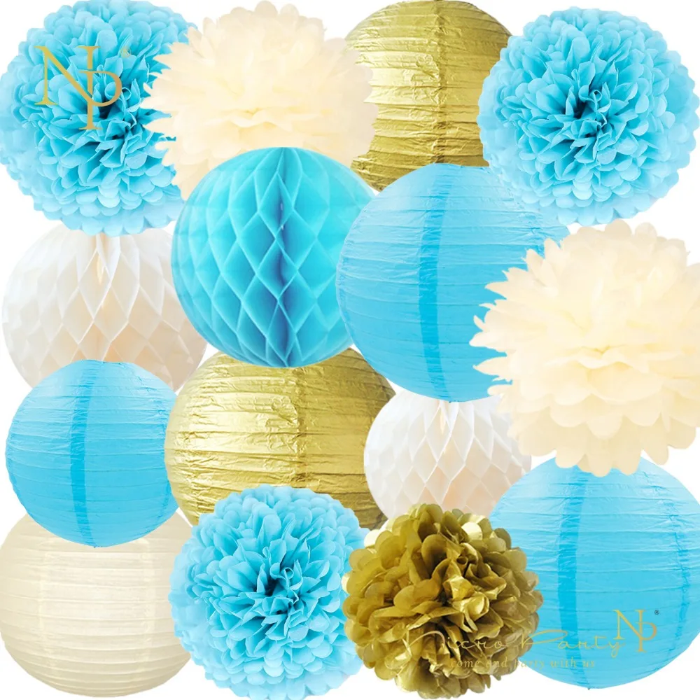 Nicro 15 pcs/set Blue Beige Gold Paper Flower Lantern Pompons Baby Shower Birthday Party Decor DIY Decoration New Home #Set80
Nicro 15 pcs/set Blue Beige Gold Paper Flower Lantern Pompons Baby Shower Birthday Party Decor DIY Decoration New Home #Set80