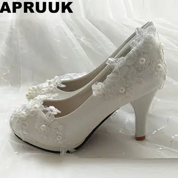 High heeled lace wedding shoes woman round to slip on handmde sweet bridal party dinner white lace shoes womens
High heeled lace wedding shoes woman round to slip on handmde sweet bridal party dinner white lace shoes womens