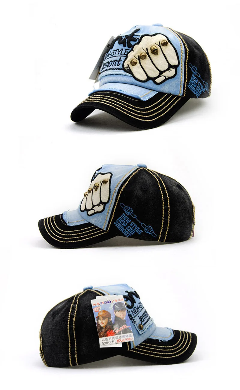 Fashion Letter Rivets Baseball Cap Women Men Fist Pattern Snapback Hat Unisex Adjustable Casual Outdoor Sport Caps CP0046 (3)