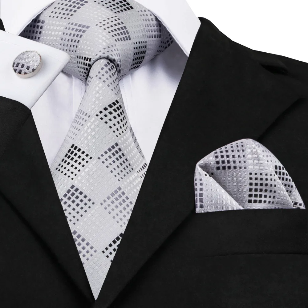 SN-355 Normal Size Necktie 8.5cm Width Tie+Pocket Hanky+Cufflinks Set for Handsome Business Wedding Party Free Shipment | Аксессуары для