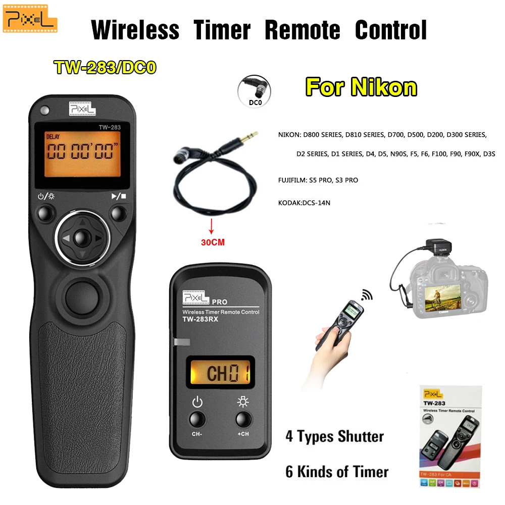 Pixel TW-283/DC0 2.4G Wireless Timer shutter Remote Control For Nikon D800 D810 D700 D200 D300 D500 D1 D2 D3 D4 D4s D5 N90s F5
Pixel TW-283/DC0 2.4G Wireless Timer shutter Remote Control For Nikon D800 D810 D700 D200 D300 D500 D1 D2 D3 D4 D4s D5 N90s F5