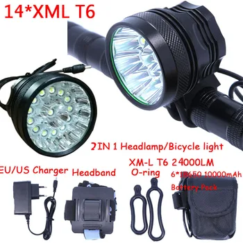 Super Power Bright 2in1 Headlamp Headlight 14 x XM-L T6 LED Bicycle Light Cycling Bike Head Lamp + 6*18650 Battery Pack+Charger
Super Power Bright 2in1 Headlamp Headlight 14 x XM-L T6 LED Bicycle Light Cycling Bike Head Lamp + 6*18650 Battery Pack+Charger
