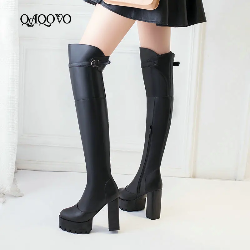 Fashion Over The Knee Boots Women Shoes Soft Pu Leather Platform High Heel Boots Zipper Autumn Winter Boots Black Big Size 34-43
Fashion Over The Knee Boots Women Shoes Soft Pu Leather Platform High Heel Boots Zipper Autumn Winter Boots Black Big Size 34-43