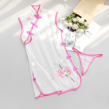 Retro Chinese Cheongsam Sexy Lingerie Embroidery Flower Jacquard Higher Open Erotic Nightdress Sexy Sleepwear Nightgowns Women
Retro Chinese Cheongsam Sexy Lingerie Embroidery Flower Jacquard Higher Open Erotic Nightdress Sexy Sleepwear Nightgowns Women
