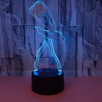 

New Ballet 3d Lamp Colorful Touch 3d Nightlight Valentine's Day gift Novelty Led Night Light Luminaria De Mesa 3D Light Fixtures