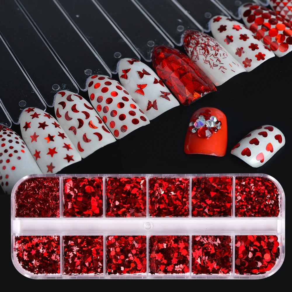 12 Designs Shiny Red Mixed Shape Nail Art Decorations 3d Tips Glitter Nail Sequin Thin Paillette Mini Flower DIY Manicure SA027
12 Designs Shiny Red Mixed Shape Nail Art Decorations 3d Tips Glitter Nail Sequin Thin Paillette Mini Flower DIY Manicure SA027