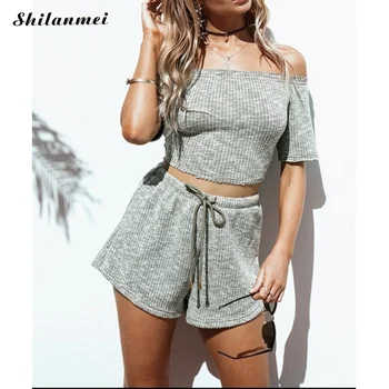 Sexy Bodycon Off Shoulder Bandage Crop Tops Belt Short Sleeve Women 2 PCS Set Slim Casual Women Summer Two Piece Set Grey
Sexy Bodycon Off Shoulder Bandage Crop Tops Belt Short Sleeve Women 2 PCS Set Slim Casual Women Summer Two Piece Set Grey
