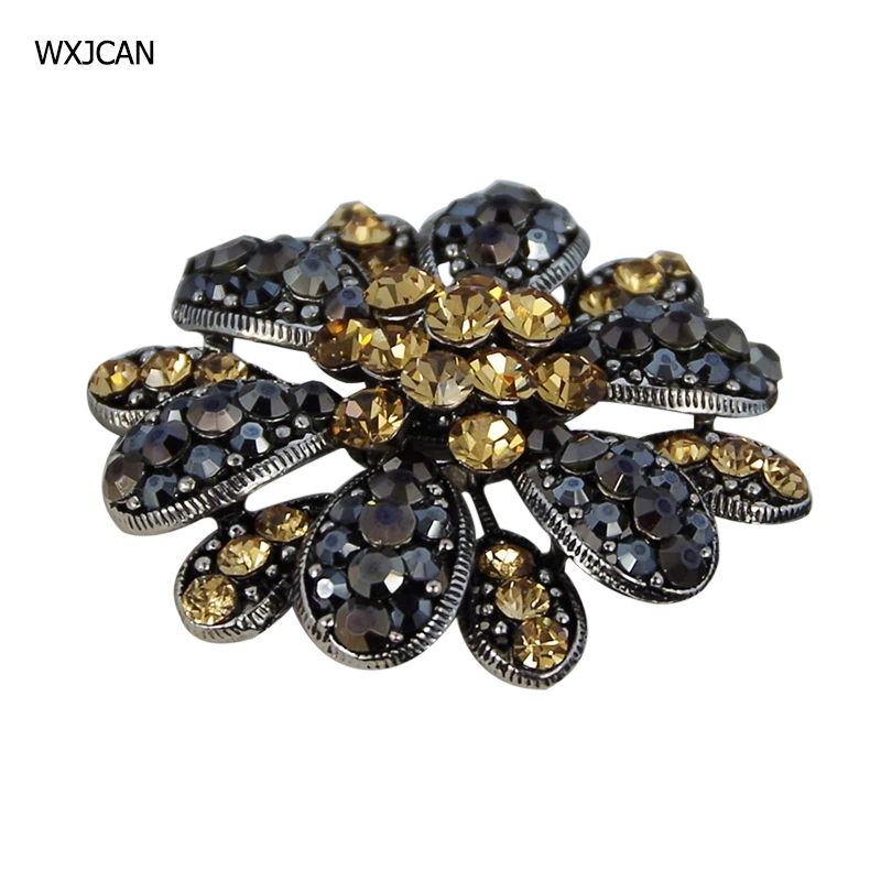 WXJCAN luxury brooch flower Vintage brooches for wedding bouquets Round layered much rhinestone broches and pins Size 40*40mm | Украшения и