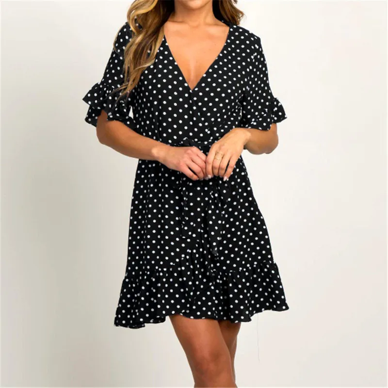 2019 Summer Dress Long Sleeve Dot Print Women Dress V-Neck Chiffon Female Sundress Mini Ladies Dresses Vestido
2019 Summer Dress Long Sleeve Dot Print Women Dress V-Neck Chiffon Female Sundress Mini Ladies Dresses Vestido