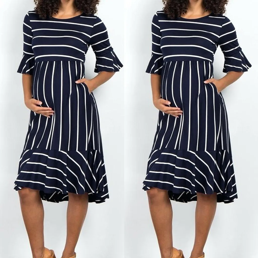 Women Maternity Dresseses Mother Flare Sleeve Striped Pregnancy Dress Summer Sundress Breastfeeding Clothes Hamile Elbise
Women Maternity Dresseses Mother Flare Sleeve Striped Pregnancy Dress Summer Sundress Breastfeeding Clothes Hamile Elbise