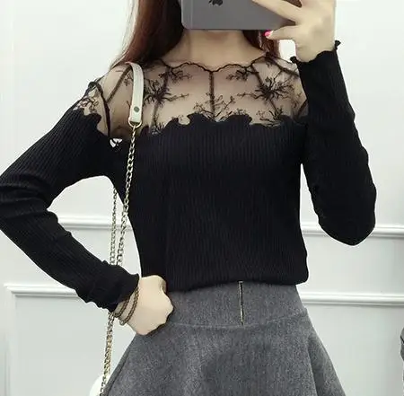 Women New 2017 Autumn Winter Knitwear Transparent Lace Splicing Long Sleeve Sweater Thick Warm Pullover Free Shipping
Women New 2017 Autumn Winter Knitwear Transparent Lace Splicing Long Sleeve Sweater Thick Warm Pullover Free Shipping