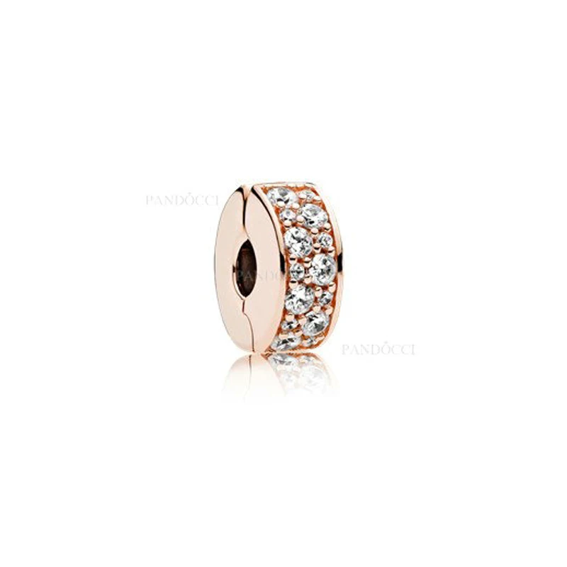 QANDOCCI Новая Осенняя элегантная блестящая клипса 925 Серебряный Розовый цвет