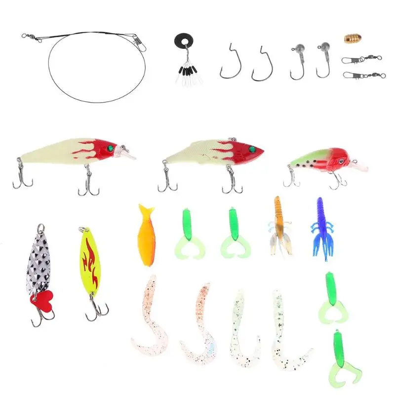 28PCS Assorted Fishing Hard Lure Set Hard Soft Fishing Lures Metal Sequin Baits Hooks Fishing Kit Soft Tail Worm Lures Fish Tool
28PCS Assorted Fishing Hard Lure Set Hard Soft Fishing Lures Metal Sequin Baits Hooks Fishing Kit Soft Tail Worm Lures Fish Tool