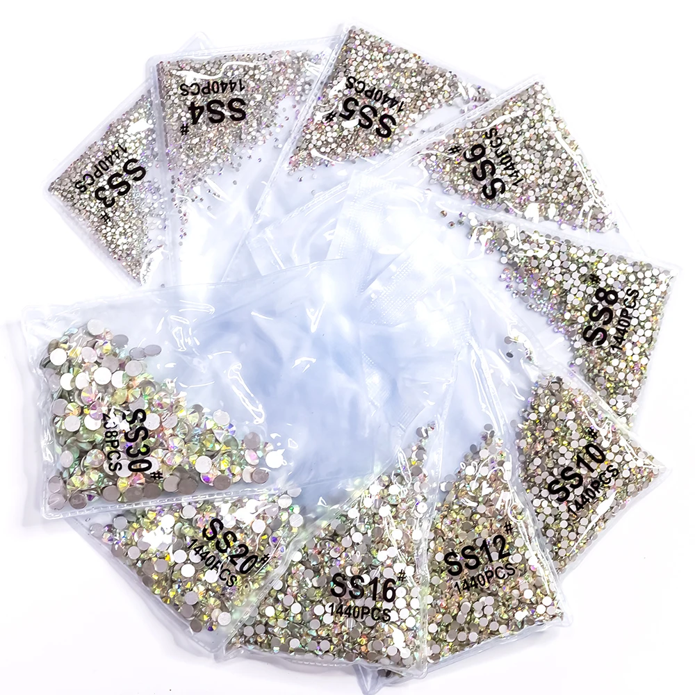 MIOBLET 1440Pcs Crystal AB (SS3-SS30) Flat Back Rhinestones 3D Glass Nail Art Decoration Non HotFix Nail Art Rhinestone 10 Sizes
MIOBLET 1440Pcs Crystal AB (SS3-SS30) Flat Back Rhinestones 3D Glass Nail Art Decoration Non HotFix Nail Art Rhinestone 10 Sizes