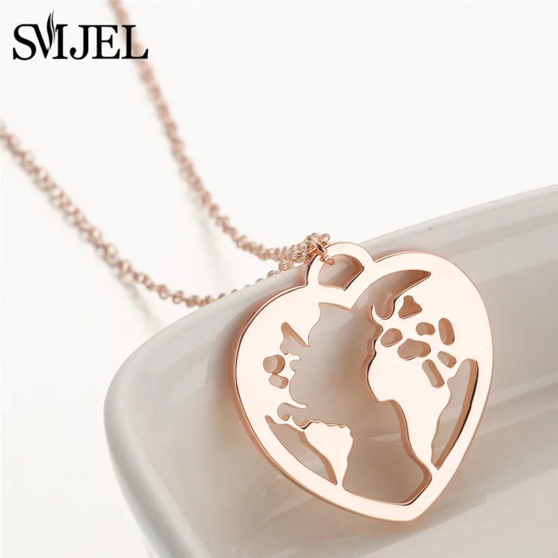 SMJEL Love Cute World Map Necklaces for Women Men Gifts Globe Map Heart Necklaces Statement Trip Jewelry Colliers
SMJEL Love Cute World Map Necklaces for Women Men Gifts Globe Map Heart Necklaces Statement Trip Jewelry Colliers