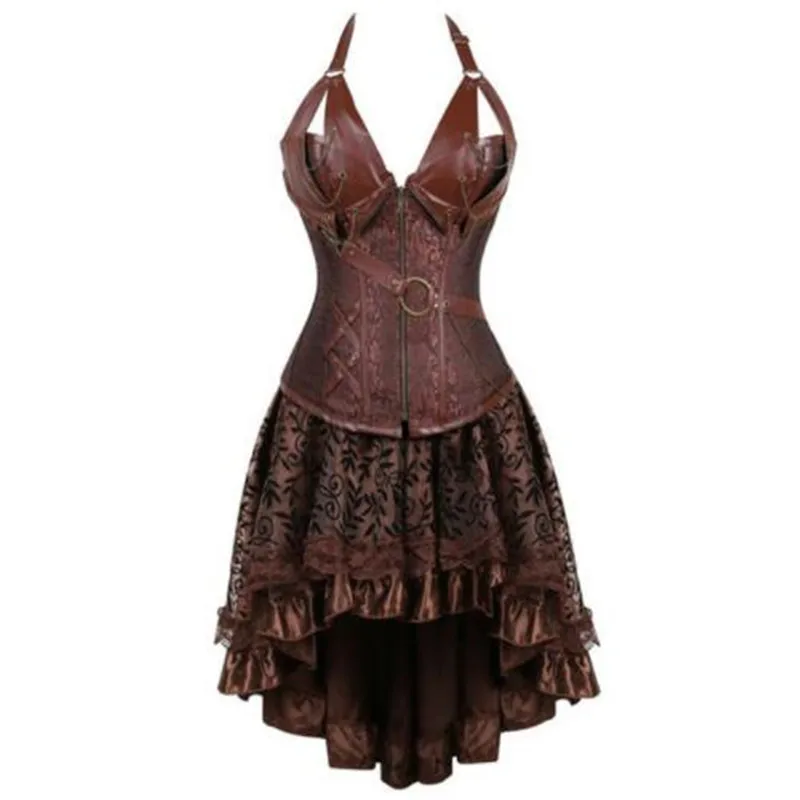 steampunk bustier corset dress plus size black brown zipper black faux leather corset with skirt gothic punk burlesque pirate
steampunk bustier corset dress plus size black brown zipper black faux leather corset with skirt gothic punk burlesque pirate