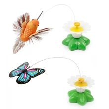 מצחיק חתול כלב צעצועים חשמלי מסתובב צבעוני פרפר ציפור מחמד מושב שריטה צעצוע חתול חתלתול כלב חתולים מודיעין trainning(China)