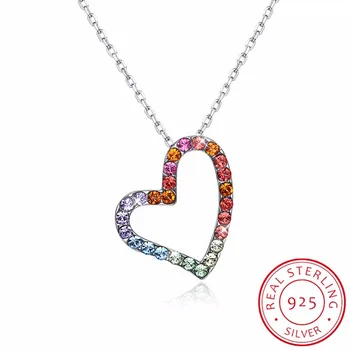Lekani Crystals From Swarovski Hollow Heart Pendant Necklace For Women Chic S925 Silver Colorful Collares Valentine's Day Gift 
Lekani Crystals From Swarovski Hollow Heart Pendant Necklace For Women Chic S925 Silver Colorful Collares Valentine's Day Gift