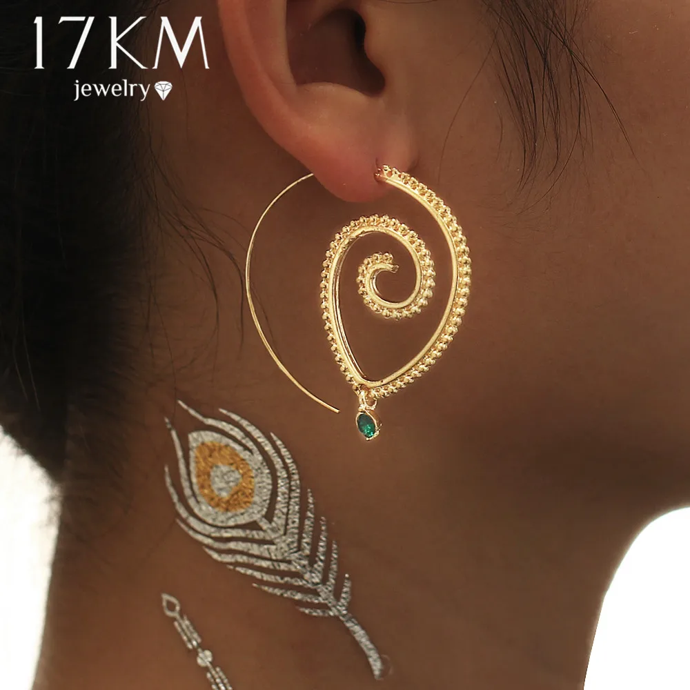 17KM Green Crystal Swirl Earring for Women Lover Fashion Steampunk Vintage Gold Sliver Color Flower Hoop Earrings Party Jewelry
17KM Green Crystal Swirl Earring for Women Lover Fashion Steampunk Vintage Gold Sliver Color Flower Hoop Earrings Party Jewelry