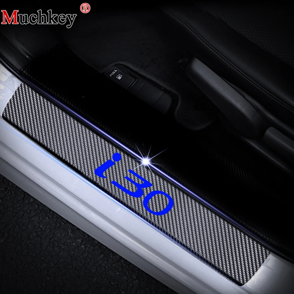 Universal Door Sill Protector Strips 4 door Trim Cover Entry Guards Blue For Car