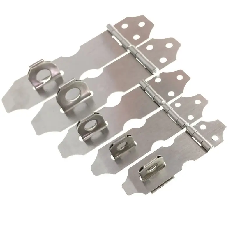 Metal Safety Clasp Cabinet Lock Latch Hasp Staple Silver Tone 10pcs