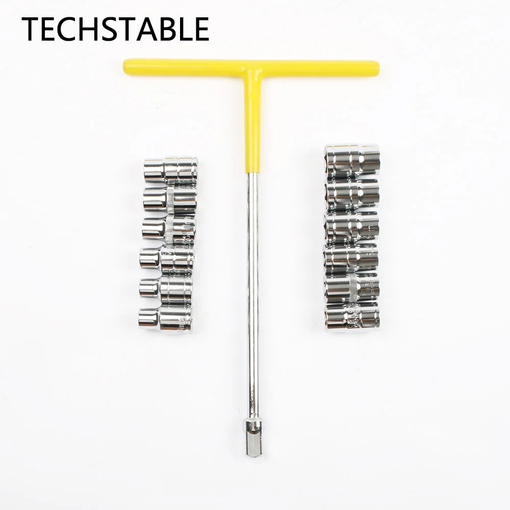 13pcs 8-19mm 8 9 10 11 12 13 14 15 16 17 18 19mm Removable transferable T type socket wrench manual repair kit
13pcs 8-19mm 8 9 10 11 12 13 14 15 16 17 18 19mm Removable transferable T type socket wrench manual repair kit