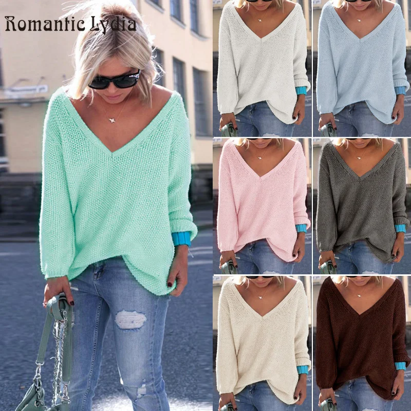 Winter Woman Sweater Knitting Pullovers Deep V Neck Jumpers Long Sleeve Knitted Pullover Tops
Winter Woman Sweater Knitting Pullovers Deep V Neck Jumpers Long Sleeve Knitted Pullover Tops
