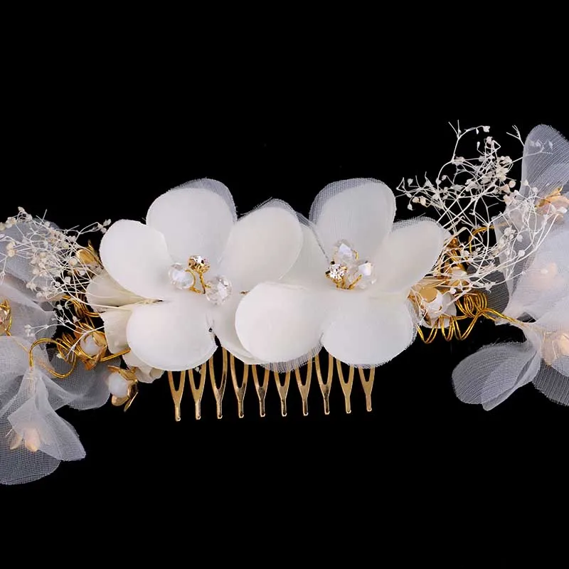 Женские гребни для волос с белыми кружевами ювелирные украшения невесты цветами
