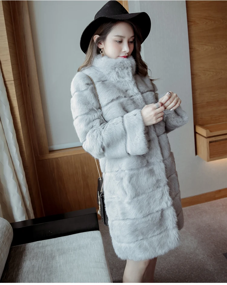 Genuine natural real rabbit fur coat women Stripe medium-long stand collar overcoat autumn and winter warm jacket
Genuine natural real rabbit fur coat women Stripe medium-long stand collar overcoat autumn and winter warm jacket