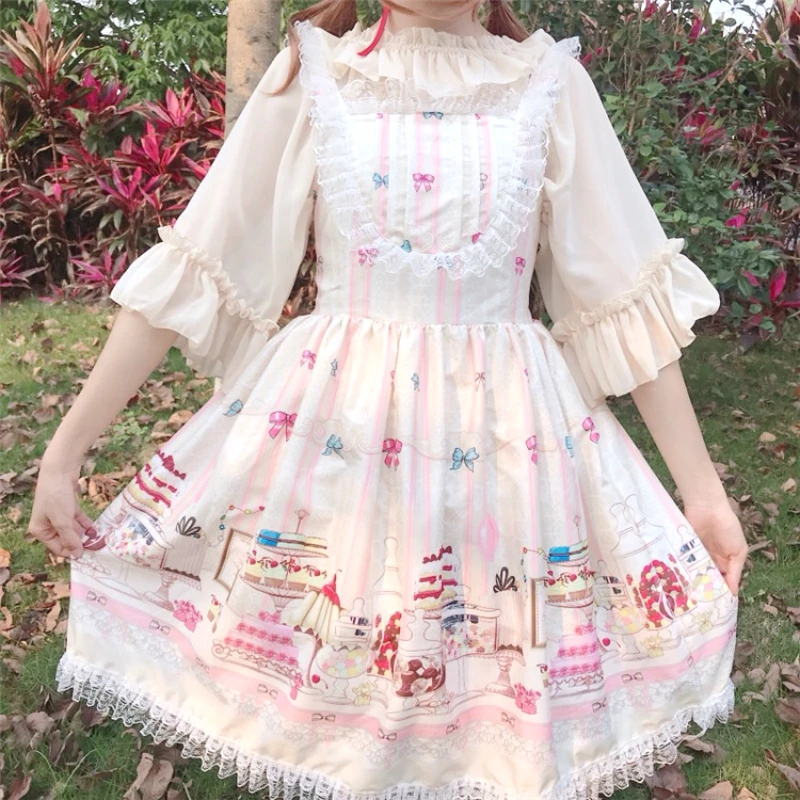 Lolita Sweet Cute Cartoon A-Line Girls Dress High Waist Spaghetti Strap Cosplaying Dress Women Chic Lace Tie Waist Lovely Dress
Lolita Sweet Cute Cartoon A-Line Girls Dress High Waist Spaghetti Strap Cosplaying Dress Women Chic Lace Tie Waist Lovely Dress