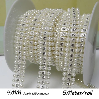 Pearls & Rhinestones connecting beads three lane 4mm ABS Plastic 5yard/roll(4.5meters) for clothing accessories free shipping
Pearls & Rhinestones connecting beads three lane 4mm ABS Plastic 5yard/roll(4.5meters) for clothing accessories free shipping
