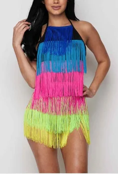 Colorful Tassel Sexy Backless Jumpsuit Vintage Lace Up Backless Ruffles Cake Playsuits Bandage Sleeveless Bodysuit For Women
Colorful Tassel Sexy Backless Jumpsuit Vintage Lace Up Backless Ruffles Cake Playsuits Bandage Sleeveless Bodysuit For Women
