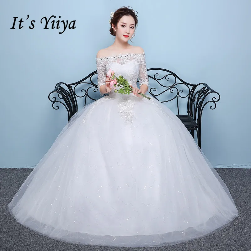 It's YiiYa Wedding Dress Half Sleeve Floor Length Elegant White Bridal Ball Gown Lace Up Embroidery wedding Dresses HS262
It's YiiYa Wedding Dress Half Sleeve Floor Length Elegant White Bridal Ball Gown Lace Up Embroidery wedding Dresses HS262
