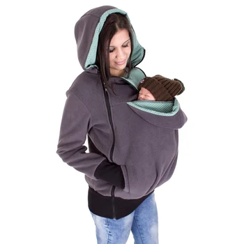 

Maternity coat Thickened pregnancy wool babywearing Gray women hoodie baby carrier kangaroo outerwear Coat for Pregnant Women