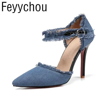 Women Pumps Super High Heels Shoes Spring Autumn Denim Buckle Ankle Strap Pointed Toe 2018 Sexy New Fashion Casual Office Black
Women Pumps Super High Heels Shoes Spring Autumn Denim Buckle Ankle Strap Pointed Toe 2018 Sexy New Fashion Casual Office Black