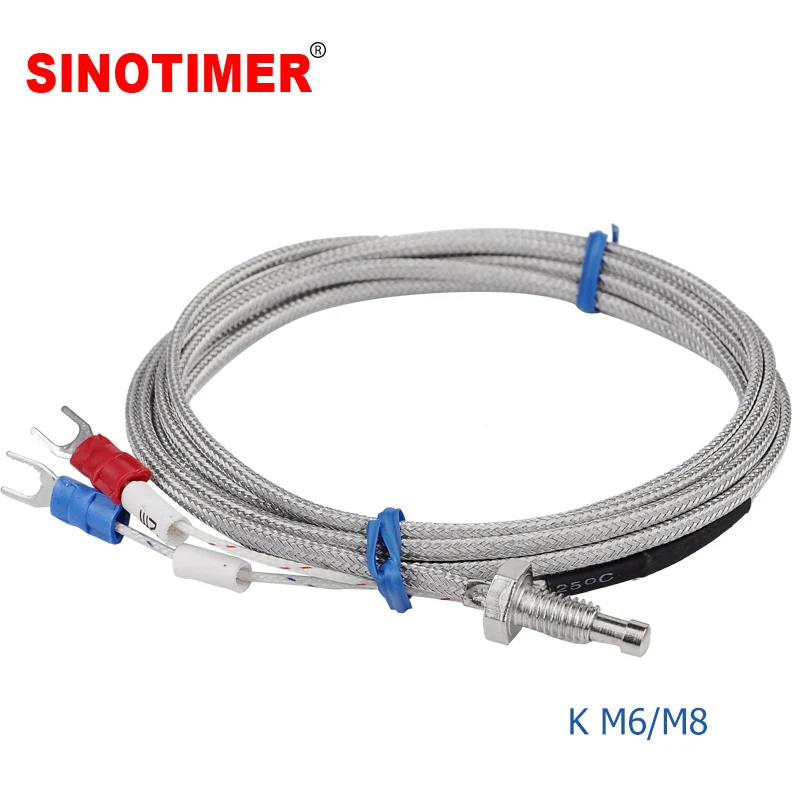 K Type M6/M8 Screw Probe Thermocouple Temperature Sensor with 1m 2m Wire Cable for Industrial Temperature Controller
K Type M6/M8 Screw Probe Thermocouple Temperature Sensor with 1m 2m Wire Cable for Industrial Temperature Controller
