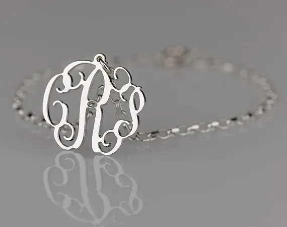 Image Wholesale Silver Name Bracelet Drop Monogram Charm Personalized Bridesmaid Jewelry Christmas Gift  brazalete braccialetto