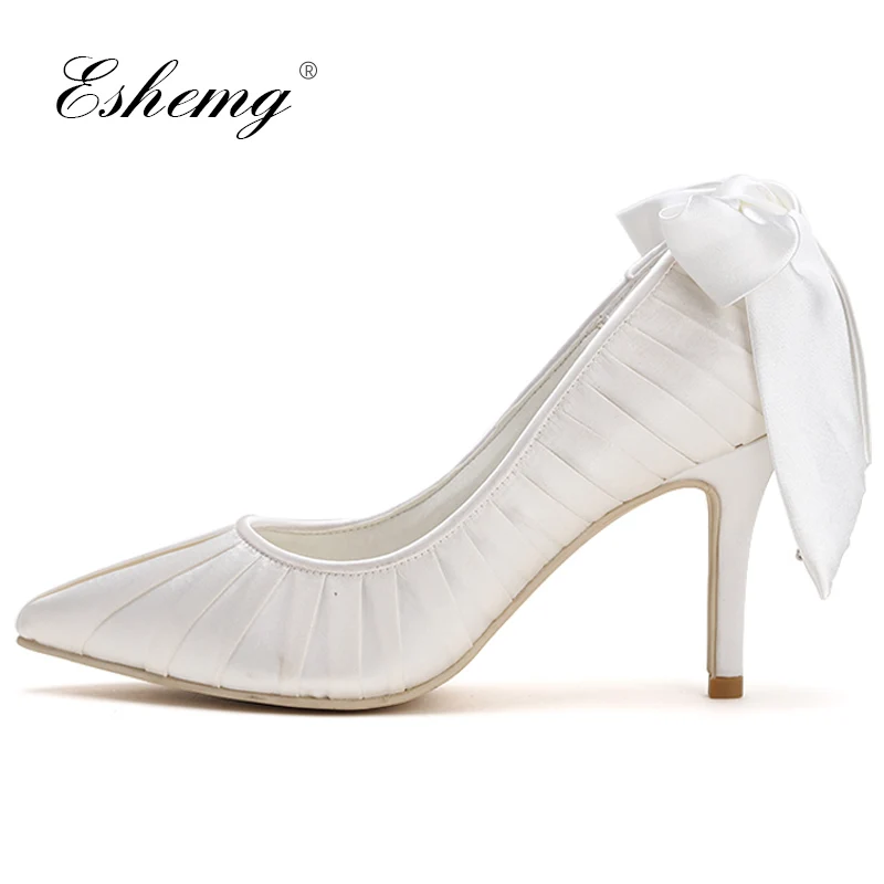 Eshemg Shoes Woman Bridal Wedding High heel White Ivory Pointed Toe slip on Bows Stain Bride Bridesmaid Prom Party dress Pumps
Eshemg Shoes Woman Bridal Wedding High heel White Ivory Pointed Toe slip on Bows Stain Bride Bridesmaid Prom Party dress Pumps