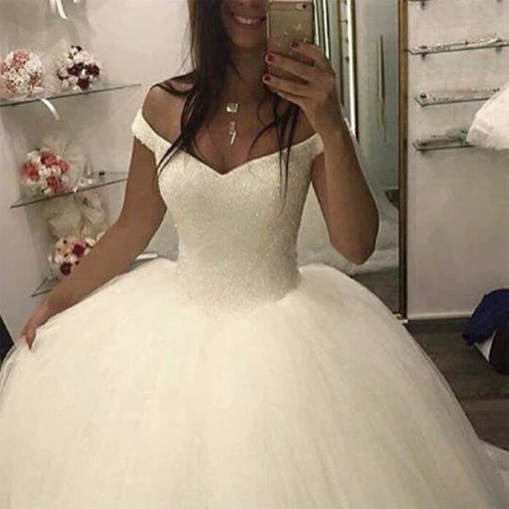 Fansmile 2019 New Bling Bling Ball Gown Wedding Dresses Off the Shoulder Bridal Wedding Gowns Customized Plus size FSM-503F
Fansmile 2019 New Bling Bling Ball Gown Wedding Dresses Off the Shoulder Bridal Wedding Gowns Customized Plus size FSM-503F