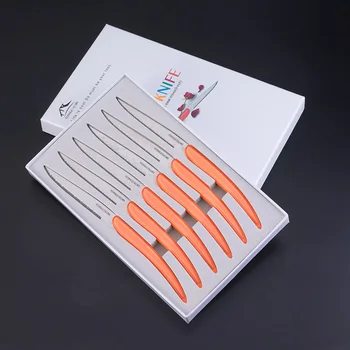 Hot 6pcs Stainless Steel Steak Knife Set Orange color Handle Steak Knives Colored Dinnerware Cutlery Flatware set Christmas Gift
Hot 6pcs Stainless Steel Steak Knife Set Orange color Handle Steak Knives Colored Dinnerware Cutlery Flatware set Christmas Gift