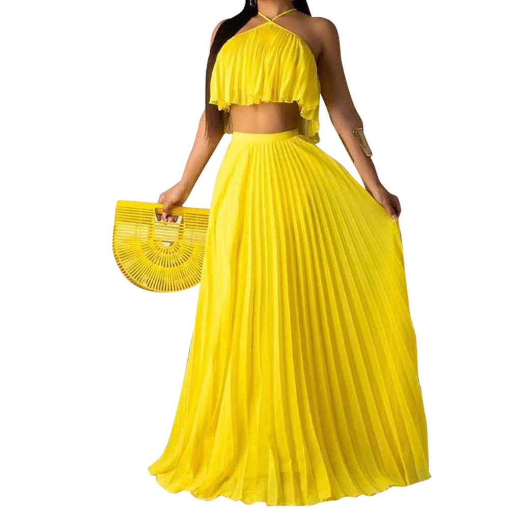 High Quality 2 Pieces Sets Long Chiffon Dress Sexy Hollow Out Off Shoulder Halter Maxi Dress Summer Boho Beach Casual Vestidos
High Quality 2 Pieces Sets Long Chiffon Dress Sexy Hollow Out Off Shoulder Halter Maxi Dress Summer Boho Beach Casual Vestidos