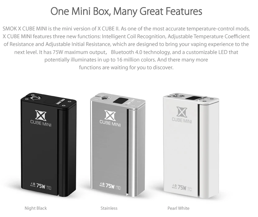 Vape SMOK XCube Mini Kit 75W Box Mod with LED Light for Vaporizer TFV4 Mini / Micro V4 / TFV8 Baby Atomizer E Cigarettes