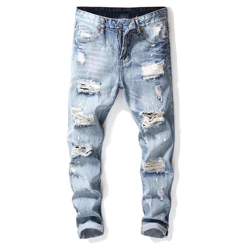 MORUANCLE Men's Destroyed Jeans Pants With Holes Hi Street Ripped Denim Trousers For Male Distressed Jeans Streetwear Size 28-40
MORUANCLE Men's Destroyed Jeans Pants With Holes Hi Street Ripped Denim Trousers For Male Distressed Jeans Streetwear Size 28-40